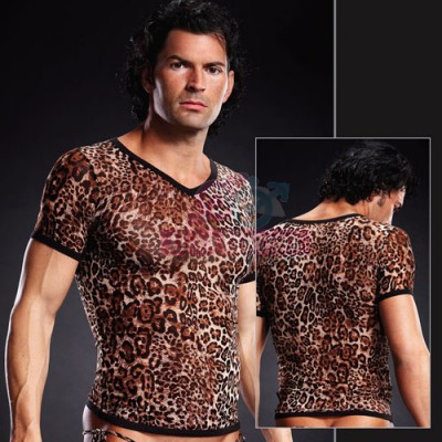 Сетчатая футболка леопардовая
