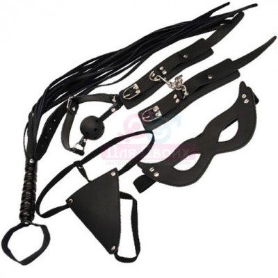 БДСМ набор: маска, кляп, наручники, стринги, флогер 720 мм