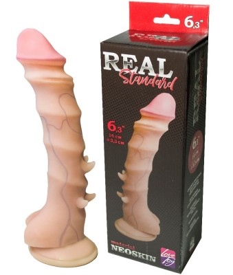 Фаллоимитатор на присоске из кибер-кожи &quot;REAL Standard&quot; (16x3.3 см)