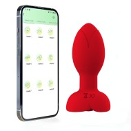 Анальная пробка Розочка силиконовая с вибрацией со смартфона