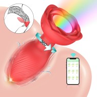 Анальная пробка Розочка силиконовая с вибрацией и ротацией, со смартфона