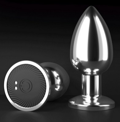Анальная стальная пробка с вибрацией и пультом малая